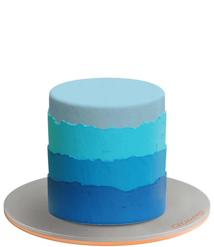Blue Ombré cake on transparent background