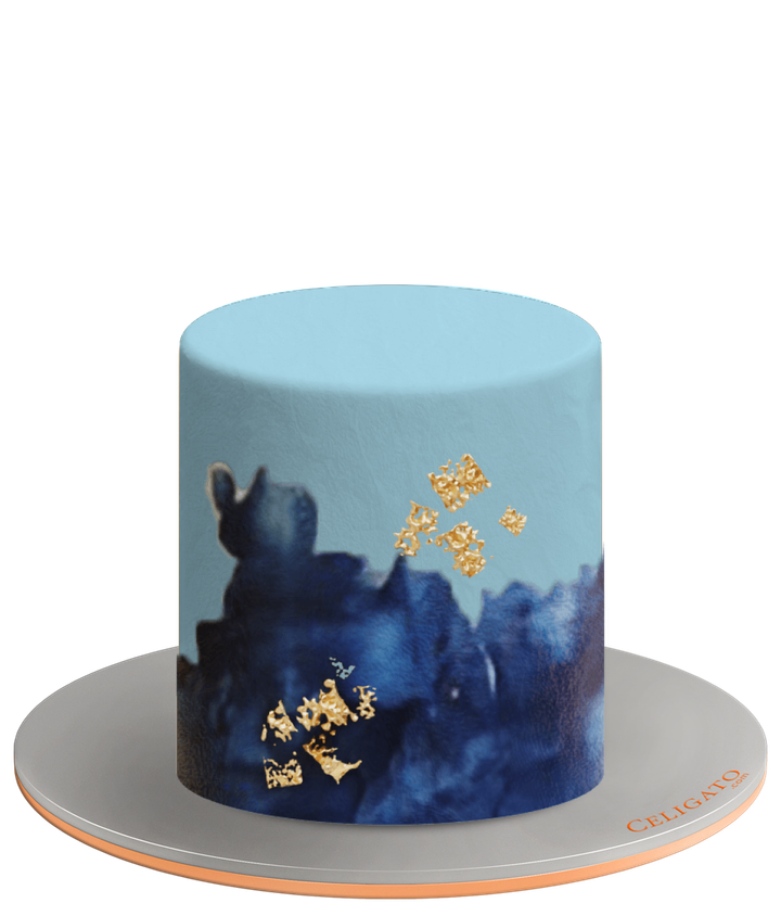 Blue Smear cake on transparent background
