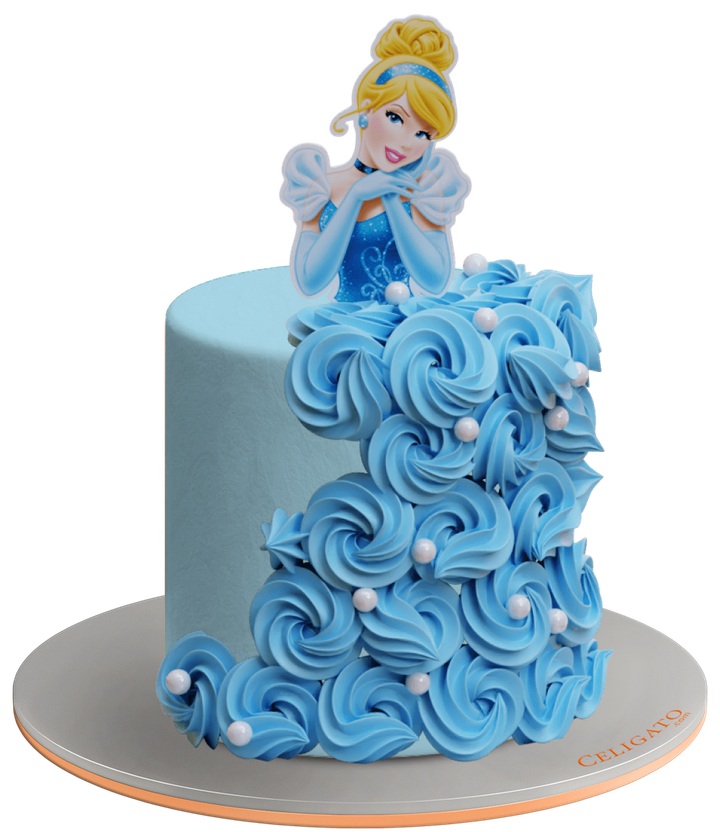 Cinderella Cartoon Favorites Round Cake on transparent background