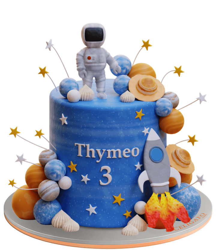 Astronaut cake on transparent background