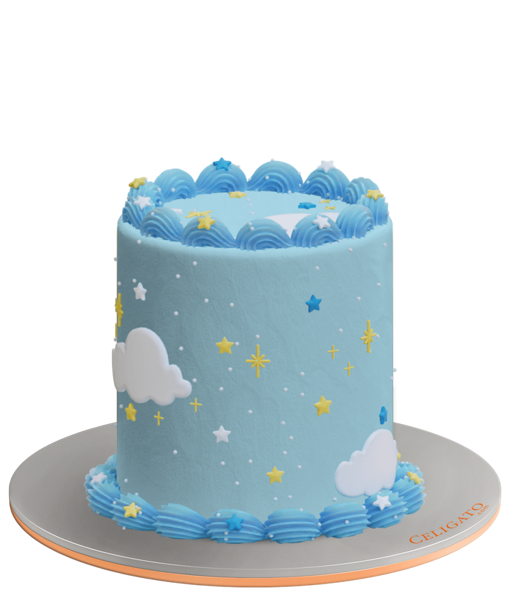Glowing Clouds cake on transparent background