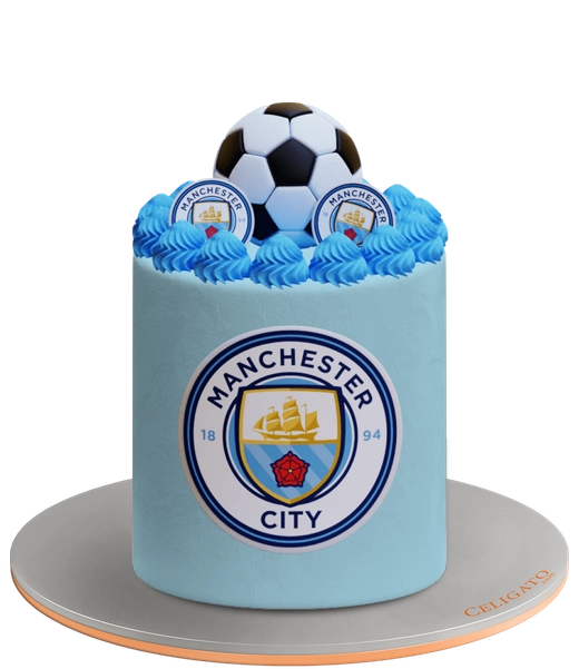 Manchester City cake on transparent background