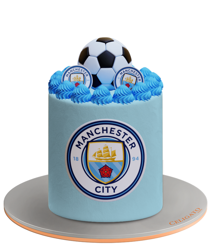 Manchester City cake on transparent background