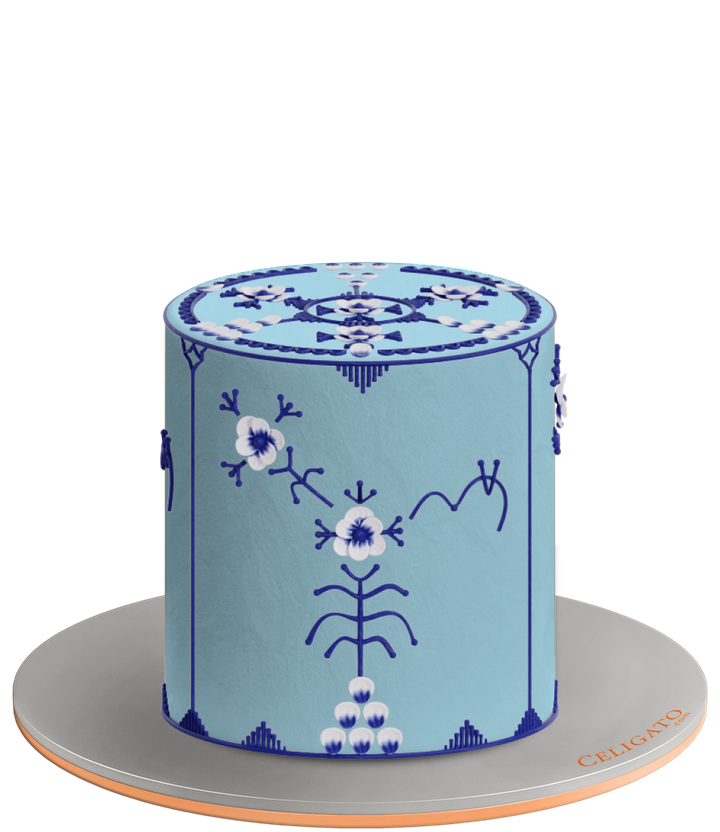 Blue Pattern cake on transparent background