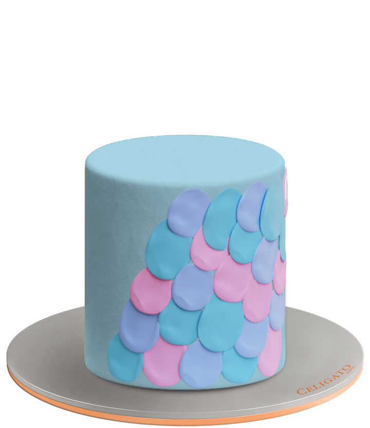 Pink & Blue Circles Pearls Cake on transparent background