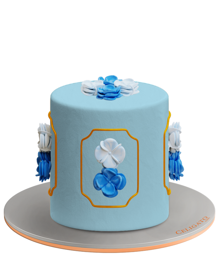 Blue Roses cake on transparent background