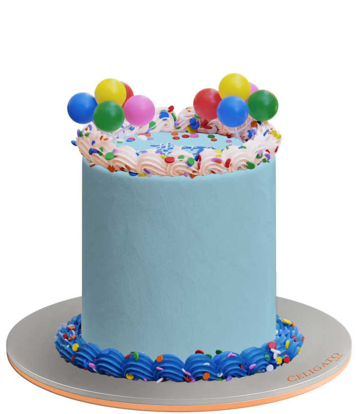 Retro Balloons cake on transparent background