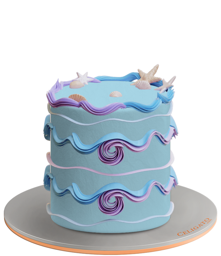 Summer Waves cake on transparent background