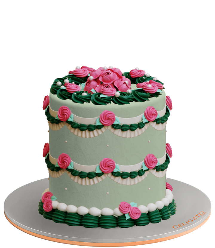 Blush Retro Cake on transparent background