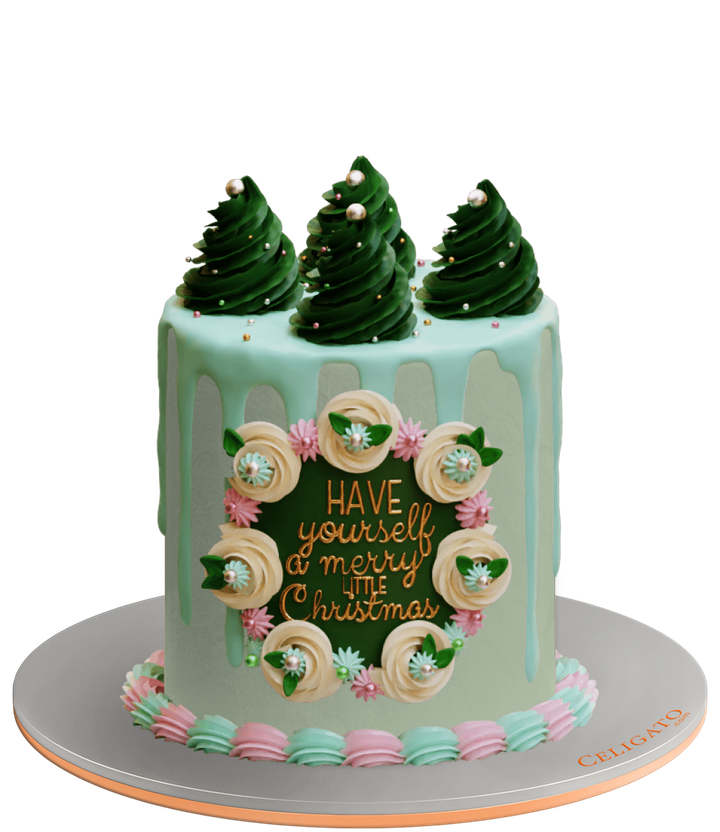 Green Trees cake on transparent background