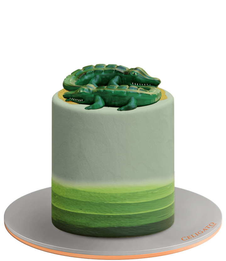 Crocodiles cake on transparent background