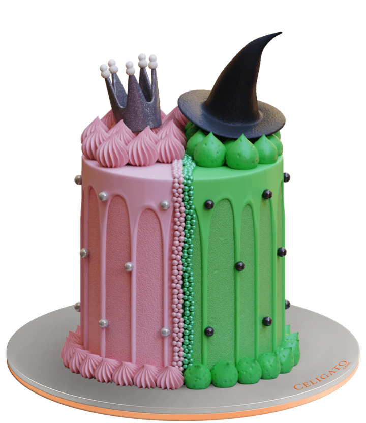 Queen & Witch cake on transparent background