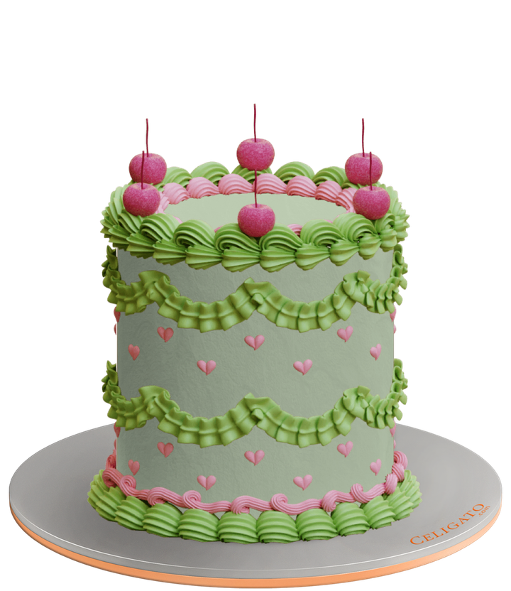 Pink Mint Vibes cake on transparent background