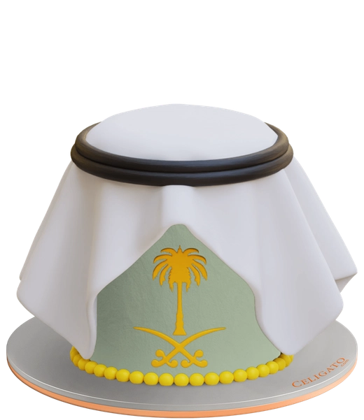 Saudi Ghutrah cake on transparent background