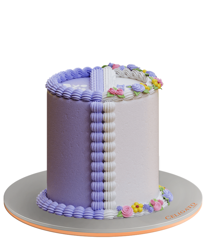 Bye 20's Vintage Piping Round Cake on transparent background
