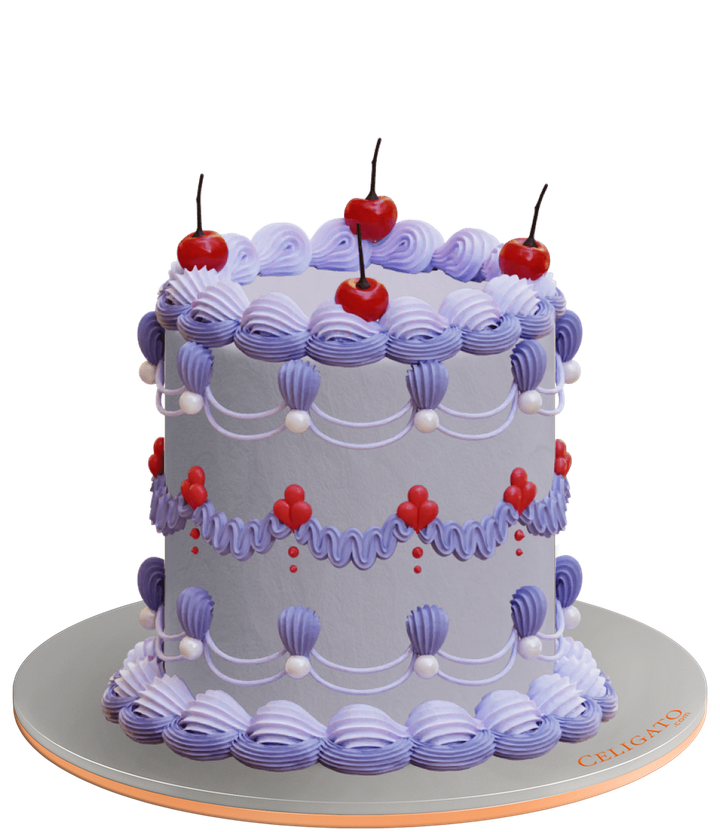 Sweet Retro cake on transparent background