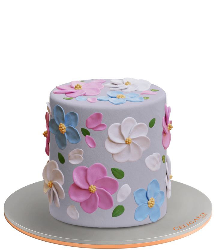 Floral Vibes cake on transparent background