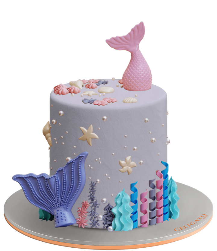 Mermaid dream cake on transparent background