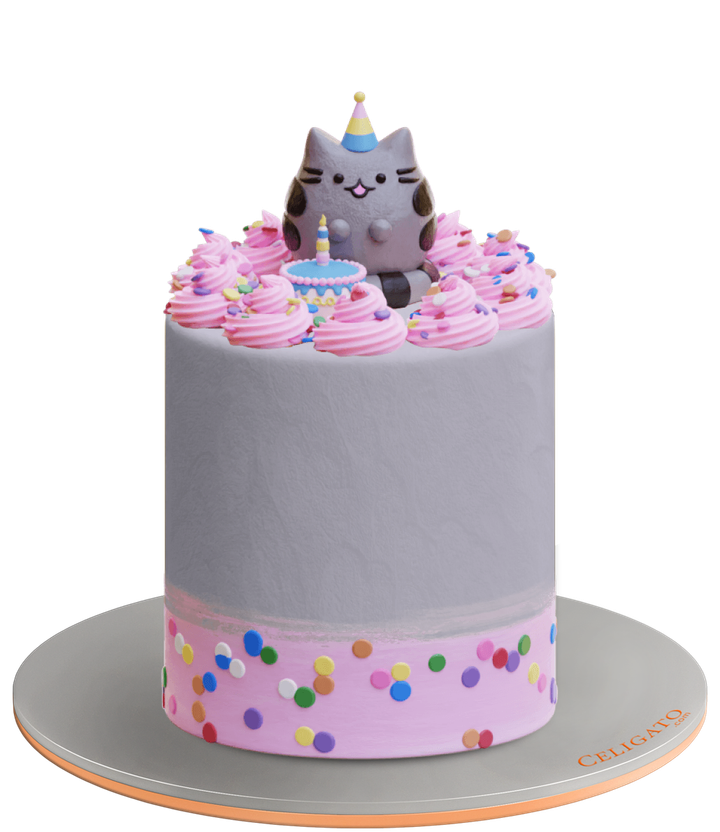 Mini Cat cake on transparent background