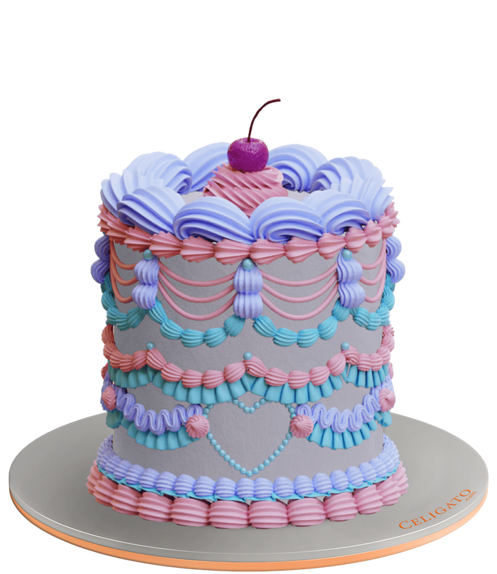 Purple Heart Retro cake on transparent background