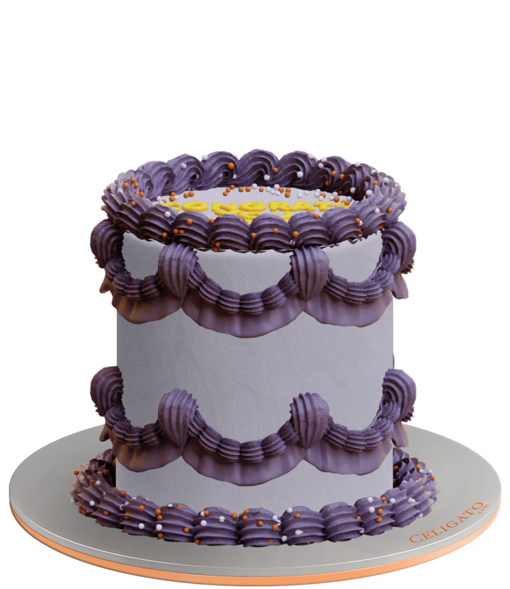 Purple Retro cake on transparent background