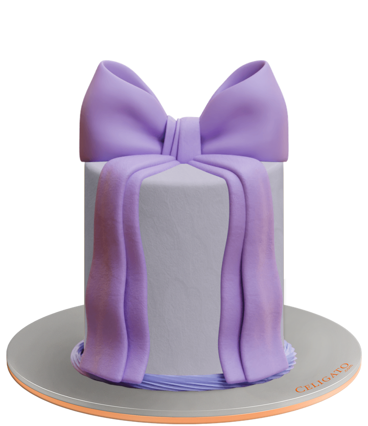 Purple Ribbon cake on transparent background