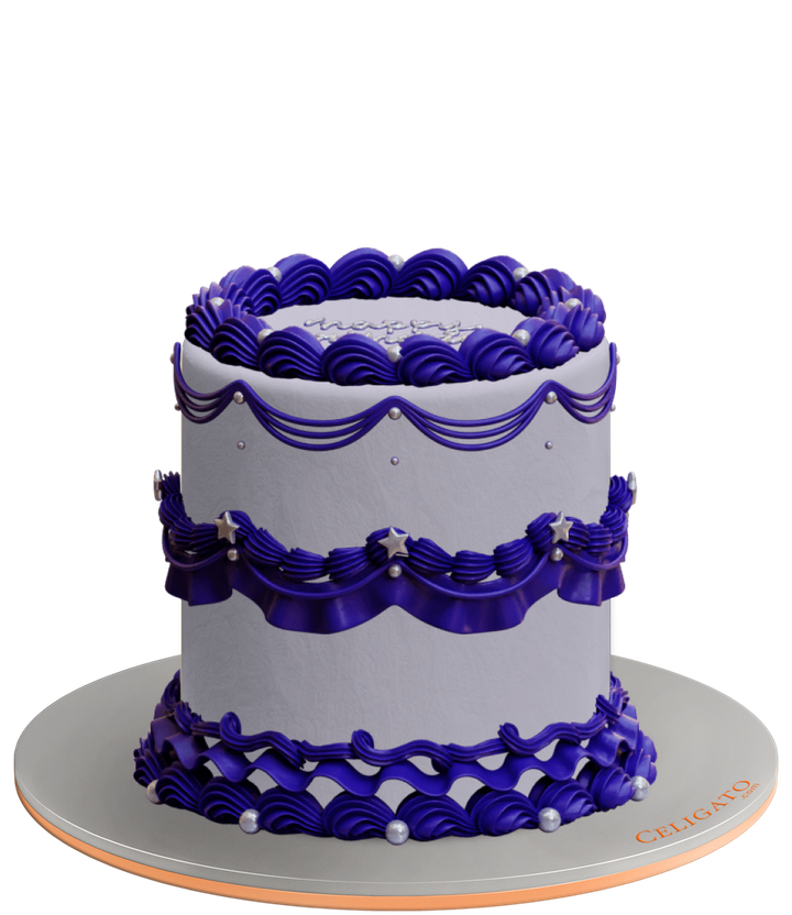 Purple star cake on transparent background