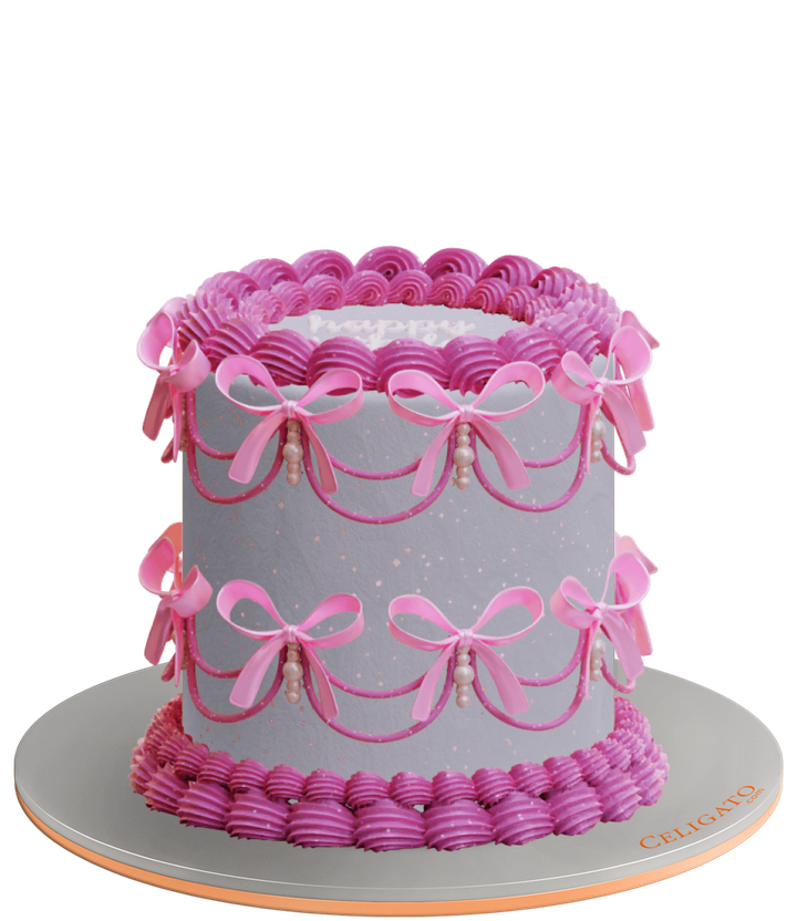 Purple Ribbons cake on transparent background