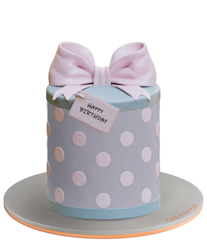 Ribbon tag cake on transparent background