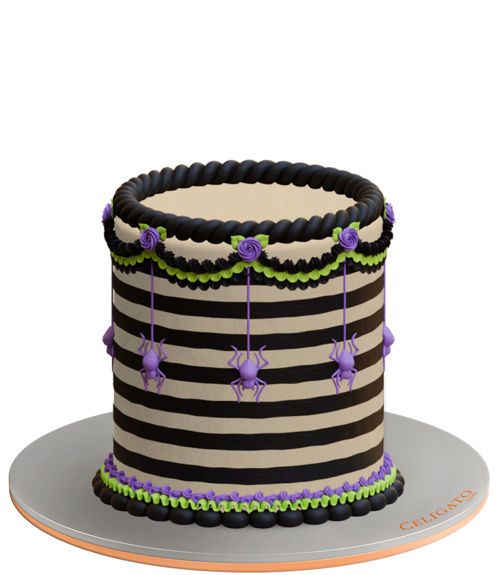 Spider Retro cake on transparent background