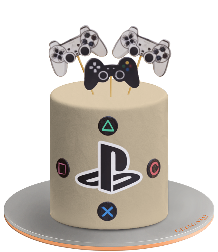 Two Player Game cake on transparent background