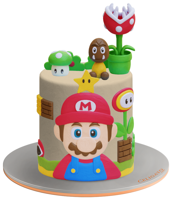 Super Mario cake on transparent background