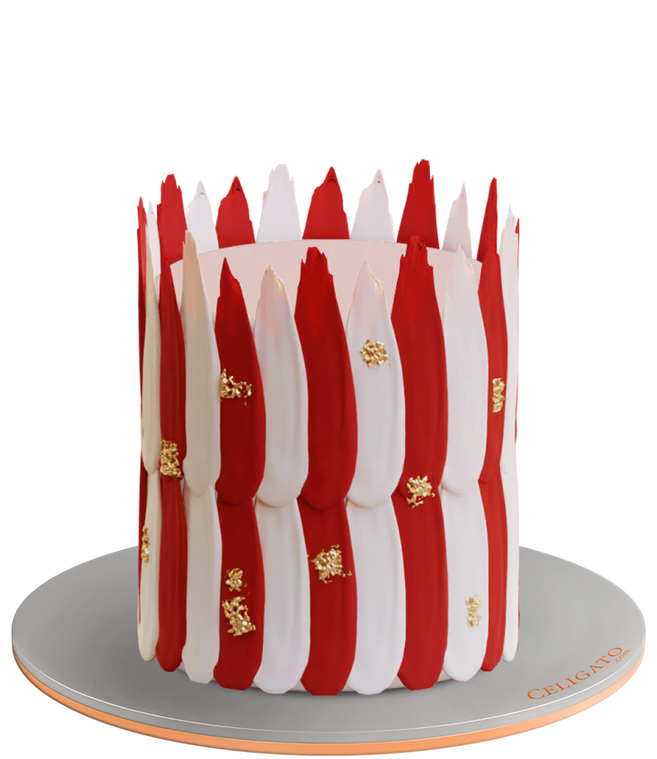 Blushed Red & White cake on transparent background