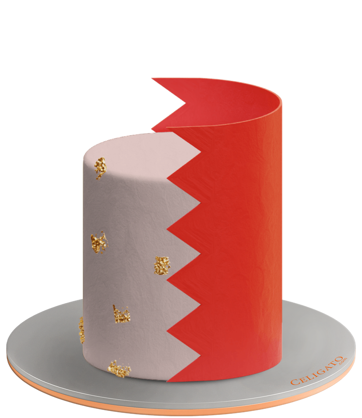 Bahrain Flag Three Kids Round Cake on transparent background