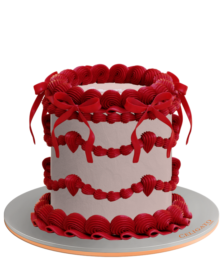 Retro Ribbons cake on transparent background