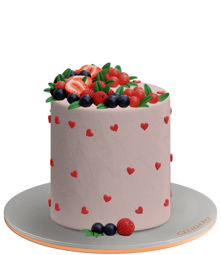 Berries & Strawberries cake on transparent background