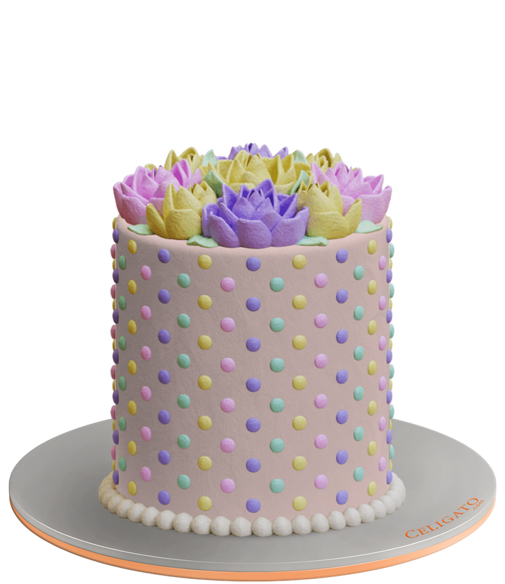 Blooming Joy cake on transparent background