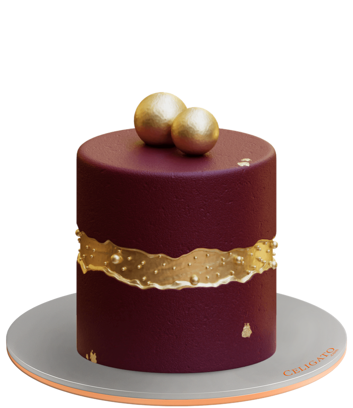 Burgundy cake on transparent background