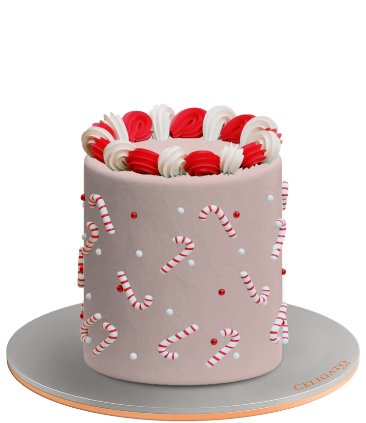 Candy Canes cake on transparent background