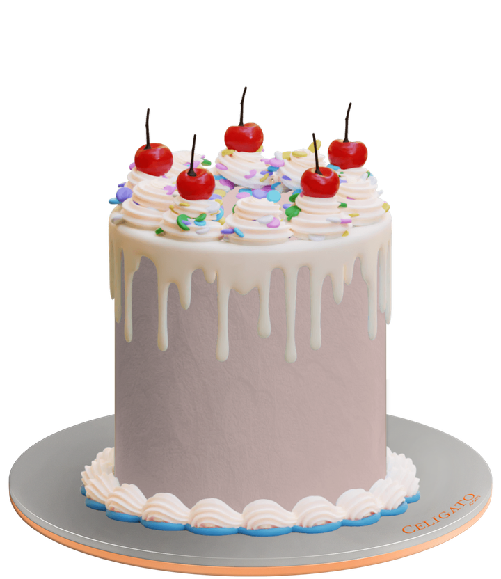Classic Cherry cake on transparent background