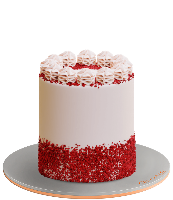 Classic Red Velvet cake on transparent background