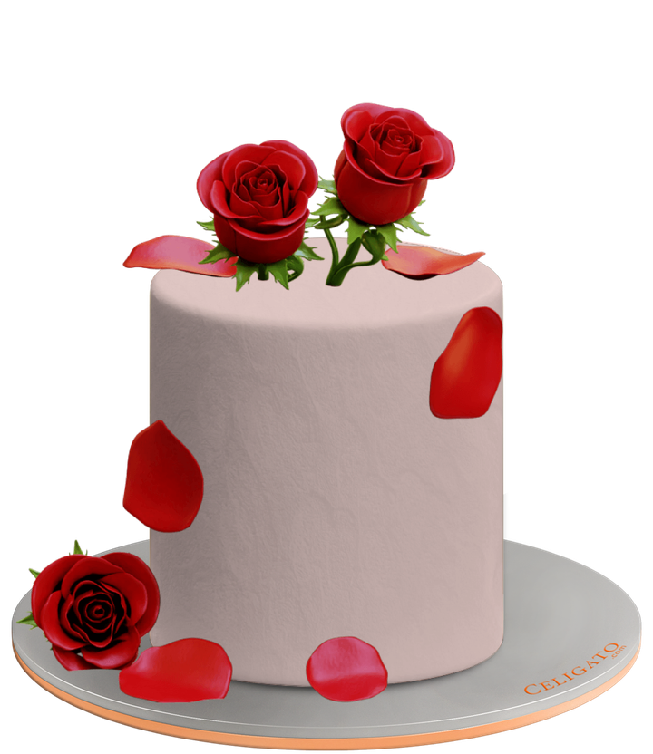 Classic roses cake on transparent background