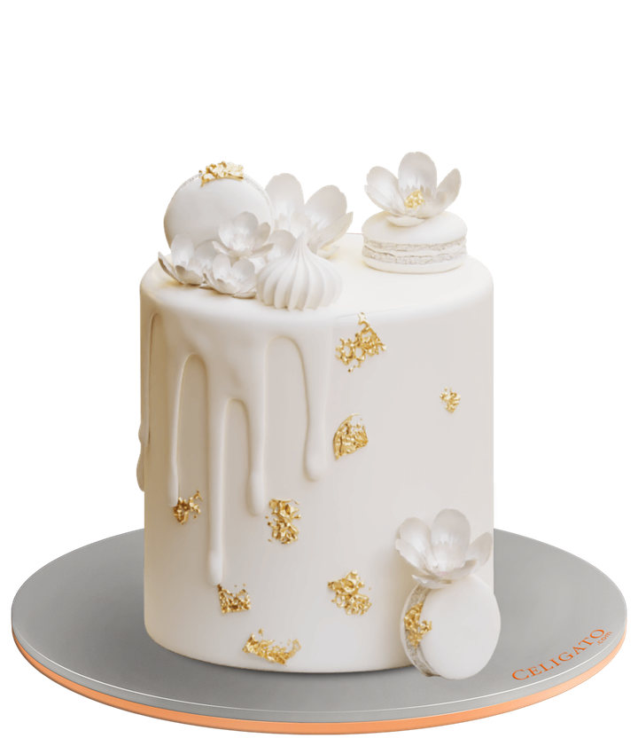 Vanilla Macarons cake on transparent background