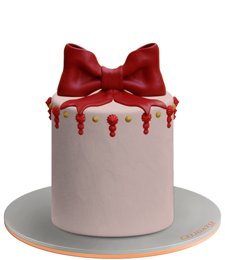 Festive Ribbon cake on transparent background