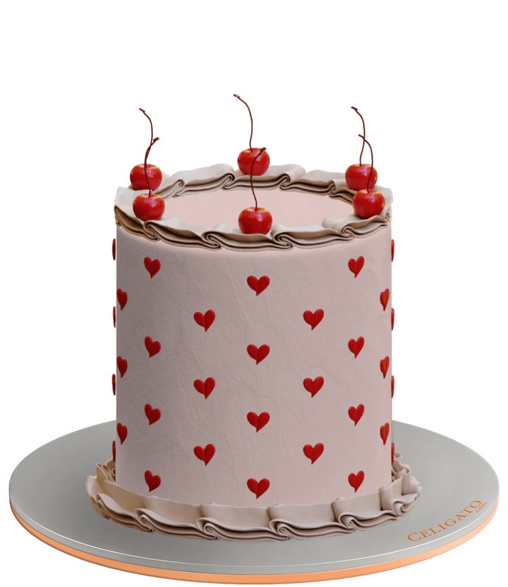 I heart cherries cake on transparent background