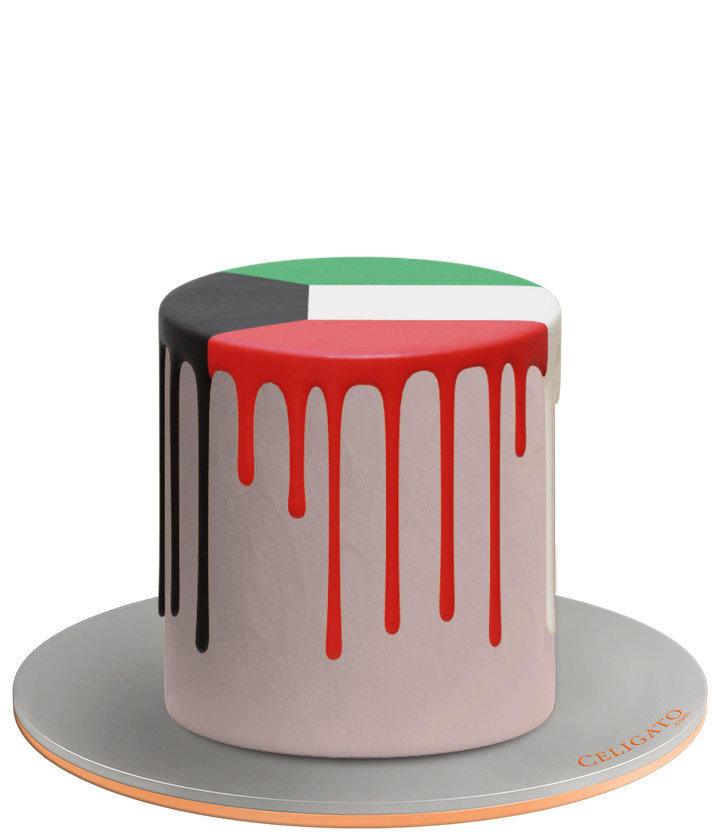 Kuwait Flag Drops Cake on transparent background