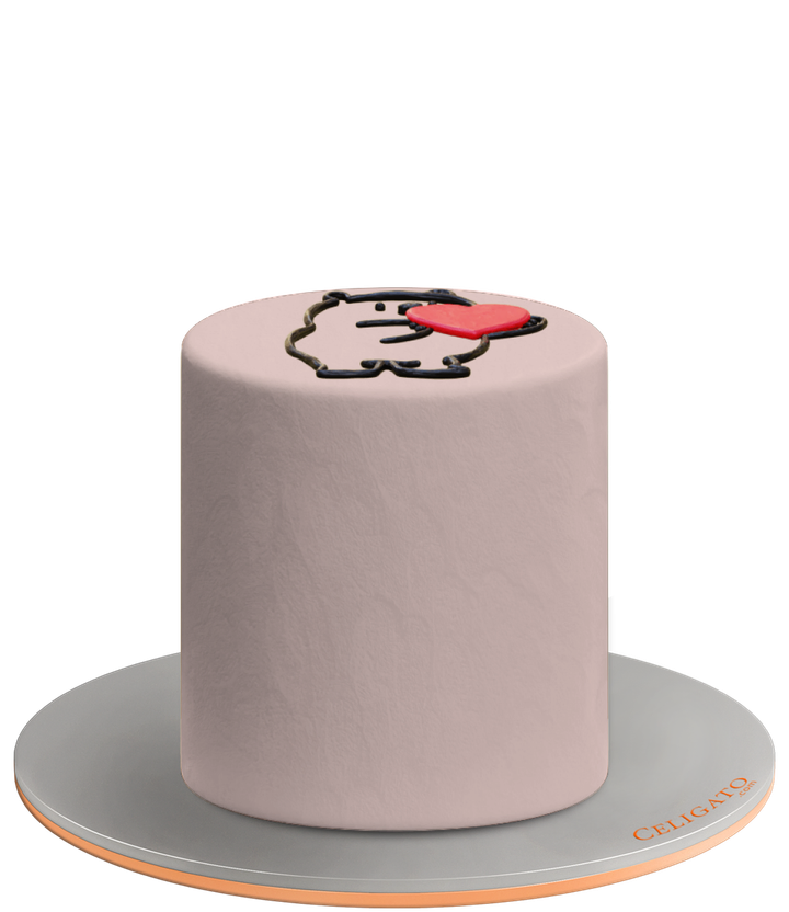 Love Bear Red Heart Cake on transparent background