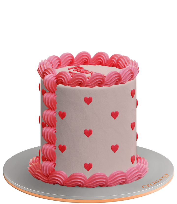 Retro Hearts cake on transparent background