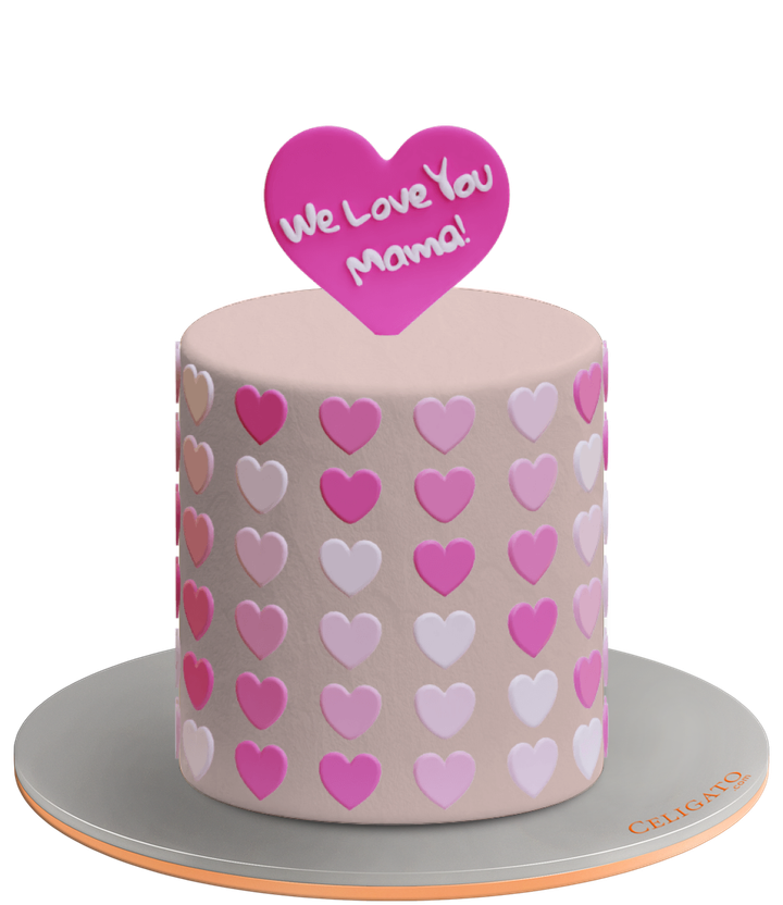Love You Mama cake on transparent background