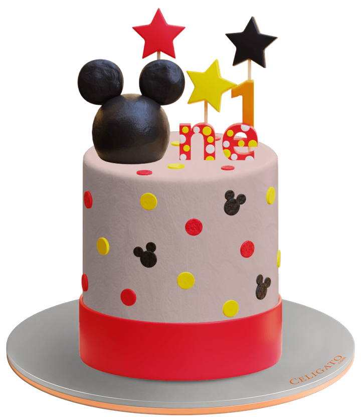 Mickey Mouse cake on transparent background